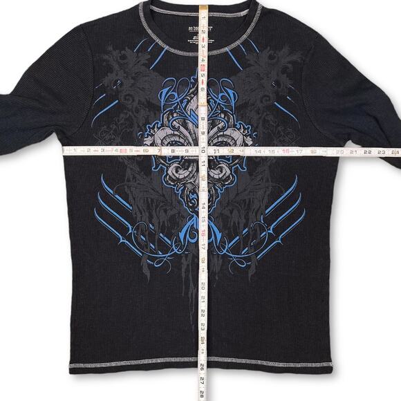 Y2K Vintage Long Sleeve Waffle Knit Henley T-shirt | No Boundaries Size Large - Picture 2 of 5